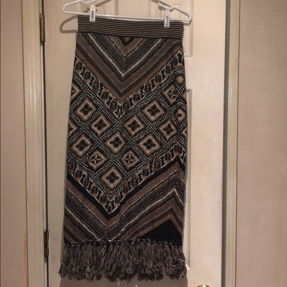 Vintage Free People fringed pencil skirt